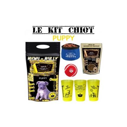 Kit chiot PUPPY - BULLY MAX By Max Family Pet Food Le kit est composé de : 1 paquet de croquettes BULLY MAX Puppy 1kg 1 gamelle 