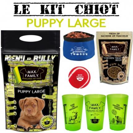 Kit chiot PUPPY Large - BULLY MAX By Max Family Pet Food Le kit est composé de : 1 paquet de croquettes BULLY MAX Puppy Large 1k